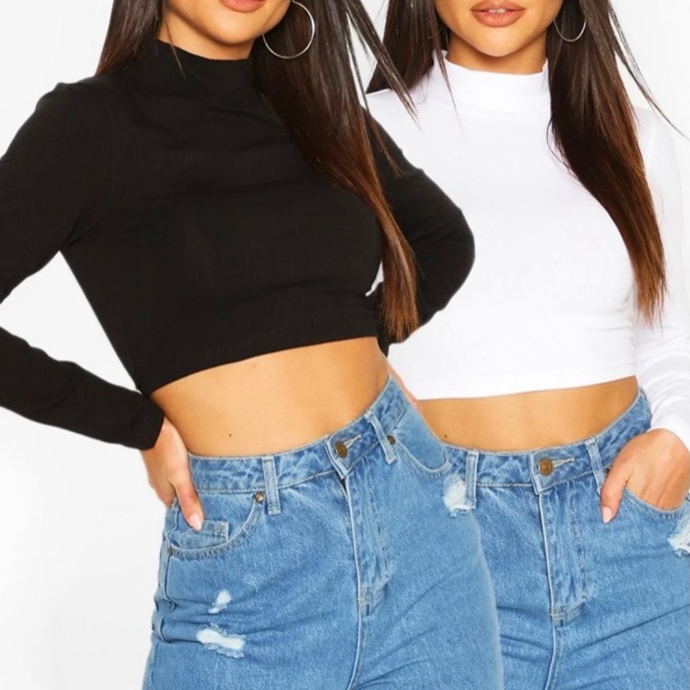 Boohoo mockneck crop tops (BNWT)
